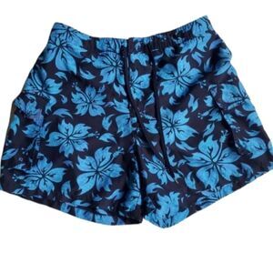 L 12 14 MESH LINED SWIM BOARD SWIMMING SUP BEACH BLUE CATALINA HAWAIIAN SHORTS